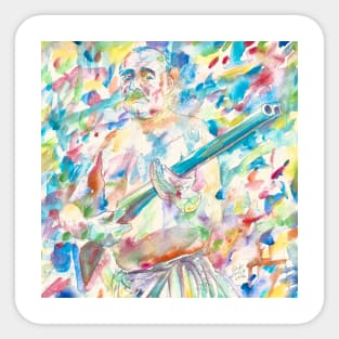 ERNEST HEMINGWAY with rifle - watercolor portrait Sticker